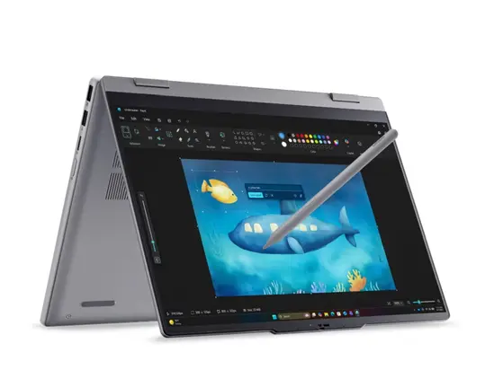Лаптоп Lenovo ThinkBook 14 2-in-1 G6 Intel Core Ultra 5 325 (up to 4.5GHz, 12MB), 16GB DDR5-5600, 512GB SSD, 14" WUXGA (1920x1200) IPS, Glossy, Touch, Intel Graphics, FHD 1080p&IR Cam, Pen, WLAN, BT, Backlit KB, No FPR, 3 cell, DOS, 3Y Onsite