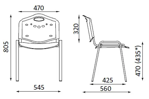 Посетителски стол ИНЕС-схема, размери