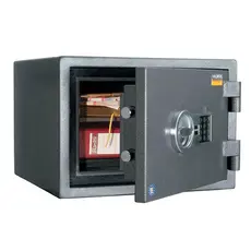 Метален сейф PMT комбиниран RF 32 EL - отворен, с документи вътре