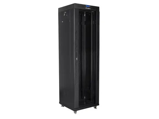Комуникационен шкаф Lanberg rack cabinet 19' free-standing 42U600x600 (flat pack) with glass door lcd black v2