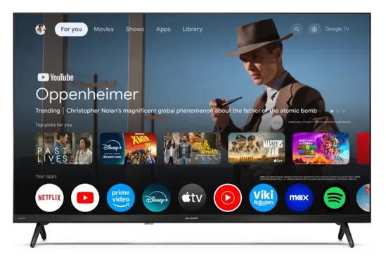 Телевизор Sharp 32HF3265E, 32" QLED Google TV, HD 1366x768 Frameless, 1 000 000:1, DVB-TT2CSS2, HDR10, Speaker 2x8W, Dolby Digital, Google Cast, 3xHDMI (ARCCEC), CI+, 3.5mm Headphone jack  line-out, RJ 45, 2xUSB, Wi-Fi, Bluetooth, Mini Composite, E,