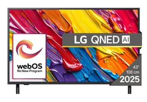 Телевизор LG 43QNED82A3B, 43" 4K QNED HDR Smart TV, 3840x2160, DVB-T2CS2, Alpha 7 AI Processor, HDR10  HLG, webOS 25 ThinQ, VRR  ALLM  HGiG, 4K Upscaling, WiFi 5, Voice Controll, Bluetooth 5, AirPlay 2, LAN, CI, HDMI, SPDIF, Google Cast, 2 pole Stand