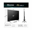 Телевизор Hisense 75' A6Q, 4K Ultra HD 3840x2160, DLED, DFA, Precision Colour, HDR 10+, HLG, Dolby Vision,Light sensor, Smart TV, WiFi, BT, AnyView Cast, Gaming Mode, 1xHDMI2 eArc, 3xHDMI, 2xUSB, LAN, CI+, DVB-T2CS2, Black