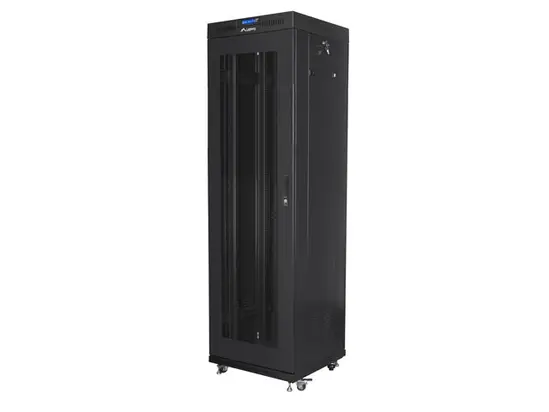 Комуникационен шкаф Lanberg rack cabinet 19' free-standing 42U600x600 (flat pack) with mesh door lcd black v2