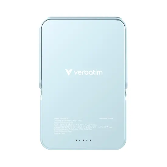 Външна батерия Verbatim Charge 'n' Go Power Bank with Stand Magnetic Wireless 10000mAh Blue