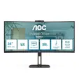 Монитор AOC CU34V5CW/BK, 34" Curved 1500R, VA, WLED, 3440x1440@100Hz, 4ms GtG, 1ms MPRT, 300cd m/2, 3000:1, 20M:1 DCR, Adaptive Sync, FreeSync, Low Blue Light, 5Wx2, 2MP Webcam, Tilt, Height Adjust, Swivel, HDMI, DP, USB hub