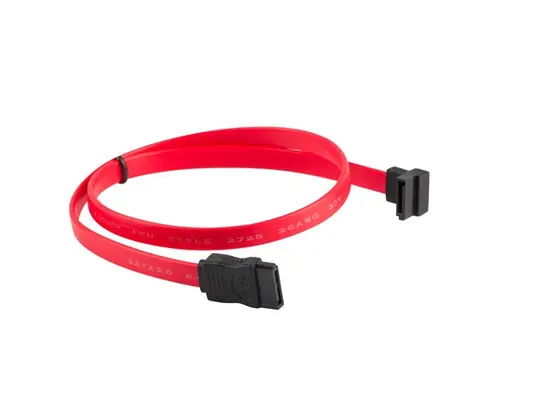 Кабел Lanberg SATA DATA III (6GBS) FF cable 50cm metal clips angled, red