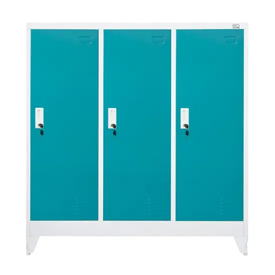 Метален гардероб с 3 отделения 120x40x120 см 4 цвята, тюркоаз, затворен, сниман отпред