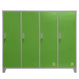 Метален гардероб BTL JZ с 4 отделения 150x159x40 см зелен с 4 затворени врати и заключване