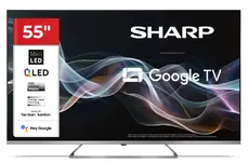 Телевизор Sharp 55JP7265E, 55" QLED Mini led Google TV, 4K Ultra HD 3840x2160 Frameless, AQUOS, DVB-TT2CSS2, Active Motion 1000, HDR10, Dolby Atmos, Dolby Vision, Google Assistant, HARMANKARDON, HDMI 2.1 with eARC, 3.5mm Headphone jack  line-out, US