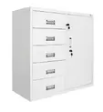 Метален контейнер UG с 5 чекмеджета - сниман под ъгъл- бял, затворен 
