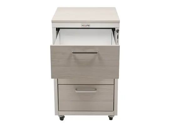 Медицински контейнер PMT TPL8 - сниман отпред, с горното чекмедже отворено, сив на цвят