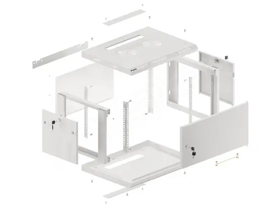 Комуникационен шкаф Lanberg rack cabinet 19' wall-mount 6U600x450 for self-assembly with metal door grey (flat pack)