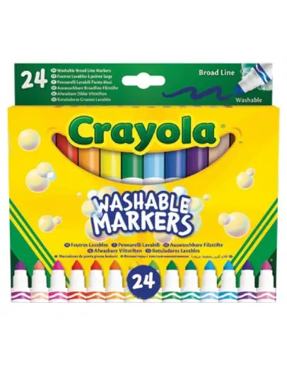 Маркери Crayola измиваеми с коничен връх 24 цвята