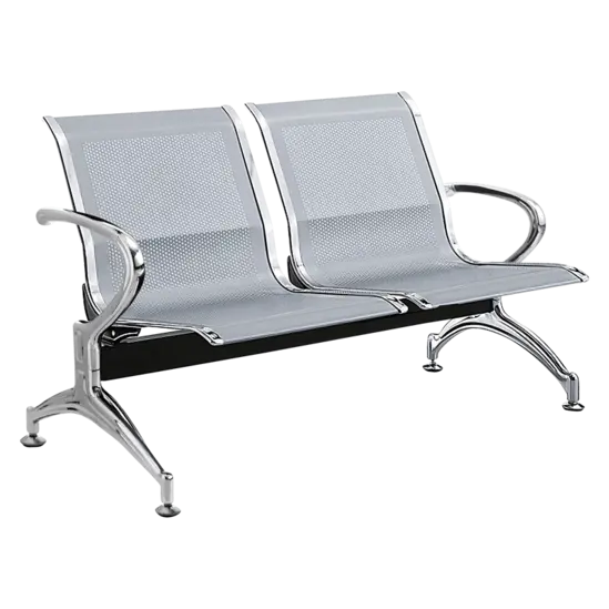 Посетителска пейка BTL 42- снимка отпред, с две места за сядане, хром