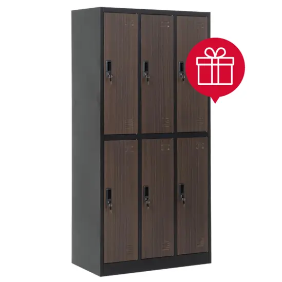 Метален гардероб BTL L с 6 отделения 185х90х45 см- затворен, сниман отстрани с пиктограма за подарък