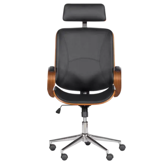 Директорски стол РУБЕН-снимка отпред, черна еко кожа