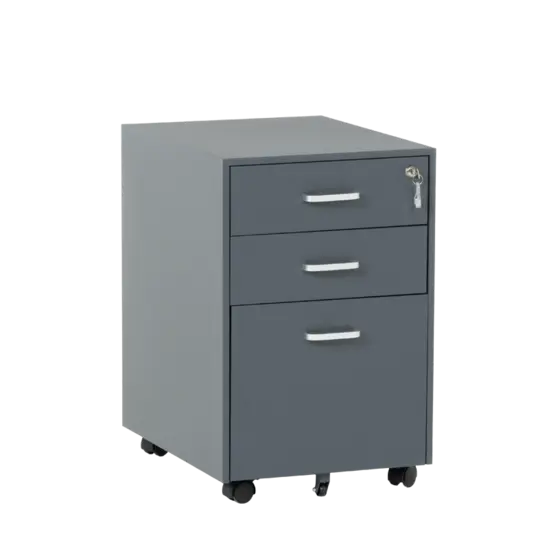 Метален контейнер J  BTL с 3 чекмеджета, с дръжки - графит, затворени чекмеджета