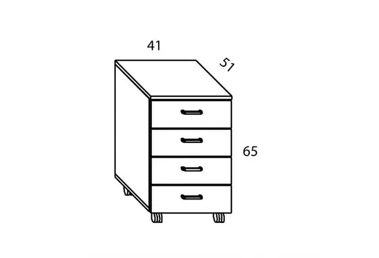 Контейнер с 4 чекмеджета и заключване