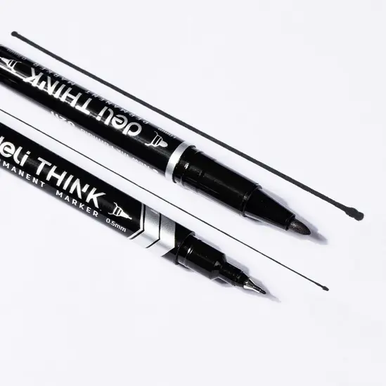 Перманентен маркер Deli двувърх - пише на хартия