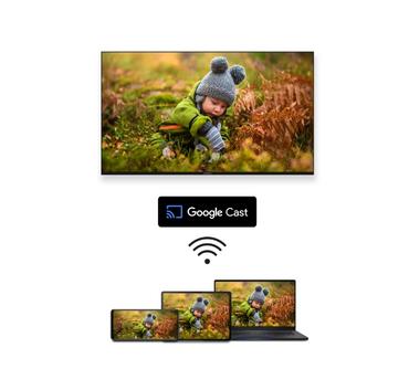 Телевизор Thomson Smart UHD TV 75'; Google TV; 3840 x 2160 (4K UHD), 4000:1, DLED, 60 Hz, DVB-T/T2/C/S/S2, HDR10, Wi-Fi, Bluetooth, LAN, HDMI 2 (2.0) + 2 (2.1), USB 2 (2.0) + 1 (3.0),Central Swivel Stand, Black