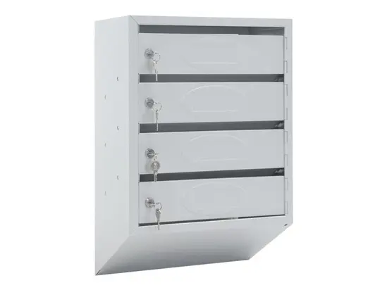 Пощенска кутия PMT PB 4C KL - сива с 4 индивидуални клетки, затворени в момента