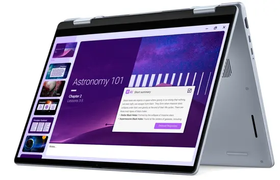 Лаптоп Dell 14 Plus 2-in-1 DB04250, Intel Ultra 5 226V (40 TOPS NPU, 8 cores, up to 4.5 GHz), 14" 16:10 FHD+(1920x1200) Touch 300nits WVA AG, 16GB, LPDDR5X, 8533MT/s (onboard), 512GB M.2 SSD PCIe, Intel Arc, FHD RGB and Mic, Wi-Fi 7, FPR, Backlit Kb, Win 
