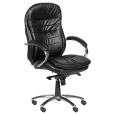 Директорски стол АЛЕКСЕЙ- снимка отстрани, черна еко кожа