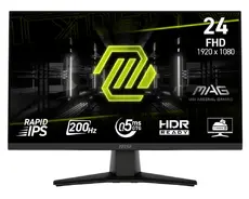 Монитор MSI MAG 242F, 23.8", 0.5ms, 200Hz, Rapid IPS, 1920x1080 (FHD), 16:9, AMD FreeSync Premium, 89% DCI-P3, AG, HDR Ready, 300 nits, 1000:1, DCR 100M:1, DP(1.2a), HDMI 2.0b, Tilt, VESA, Black, 3kg