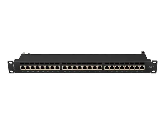 Пач панел Lanberg patch panel 24 port 1U 19' CAT.7 ftp with cable organizer shielded black