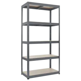 Метален стелаж 180х90х45см - сив, МДФ рафтове, 350 кг товароносимост