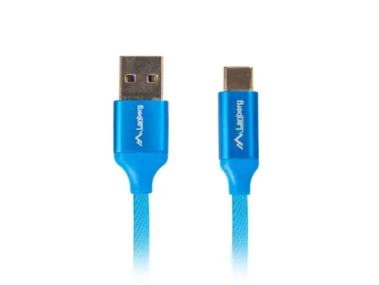Кабел Lanberg USB-C(M) -  USB-A (M) 2.0 cable 1.8m, blue QC 3.0 premium