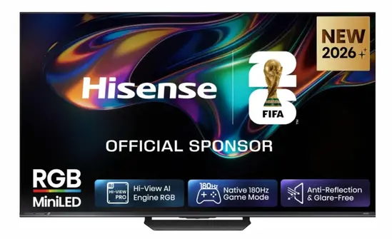 Телевизор Hisense 75" UR8S, 4K Ultra HD 3840x2160, RGB Mini Led , DLED, Quantum Dot, 180Hz, IPS, HDR 10+, HLG, Dolby Vision IQ, Dolby Atmos, Smart TV,Light Sensor,WiFi 6eGHz, WiFi Direct, BT,2x10 W + 20 W + 2x5 W, Anyview Cast, 4xHDMI, 2xUSB, LAN, CI+, DV
