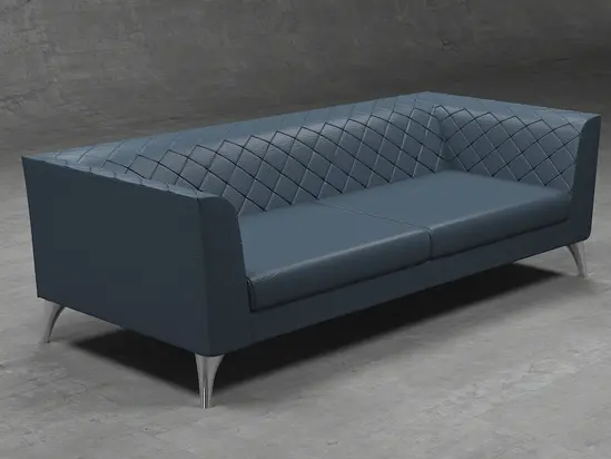 Диван триместен БИТОЛЯ FLP 06- сниман в офис среда, в цял ръст, тъмно наситен цвят