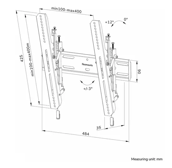 Стойка Neomounts Level-850 TV mount wall 40-75" - tiltable - lockable - fast installation