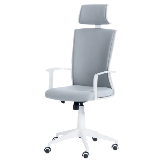 Директорски стол МАЛИК-снимка отстрани, сиво с бяло