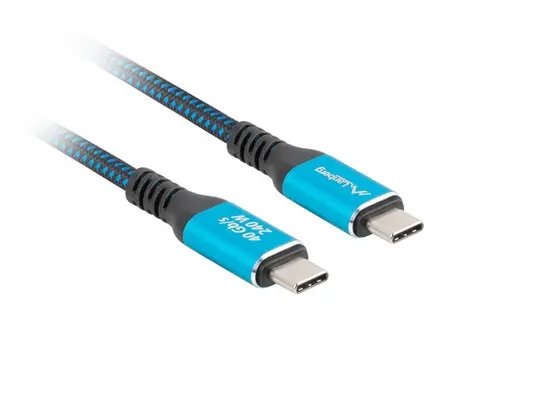 Кабел Lanberg USB-C MM 4.0 cable 1.5m 240w 8k 60hz black-blue