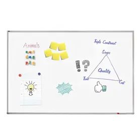 Бяла магнитна дъска с алуминиева рамка 60х90 см - снимка на дъската отпред, с рисунки върху нея