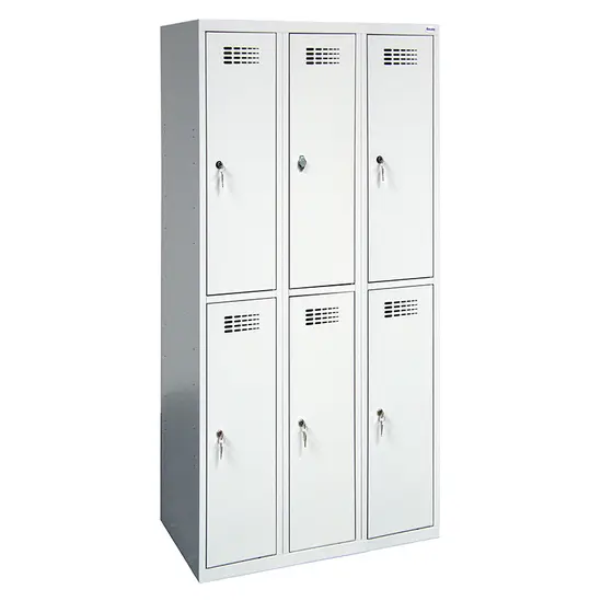 Метален гардероб FRT с 6 отделения 180х90х50 см - сниман отстрани, затворени врати, сив