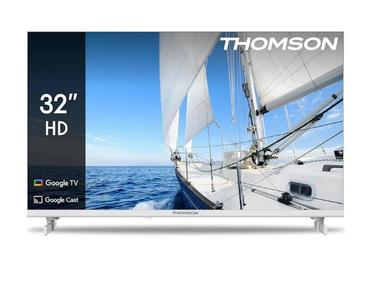 Телевизор Thomson 32' HD Google TV; 1366 x 768 (HD), DLED, 60 Hz, HDR10, Dolby Audio, Google Cast, DVB-T/T2/C/S/S2, Wi-Fi, Bluetooth, LAN, HDMI 3 (1.4), USB 2 (2.0), AV IN, Hotel mode, Adjustable Side Feet, White