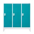 Метален гардероб с 3 отделения 120x40x120 см 4 цвята, тюркоаз, затворен, сниман отпред