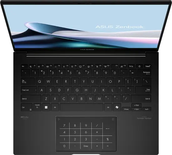 Лаптоп Asus Zenbook UM3406GA-QD246WNA, AMD Ryzen 7 445 ,2.0GHz (14MB Cache, up to 4.6GHz, 6 cores, 12 Threads), 14.0 OLED WUXGA(WU) 1920X1200 16:10,LPDDR5X 16GB ( on board ),512GB  SSD G4, Windows 11,  Jade Black, Sleev, no adapter