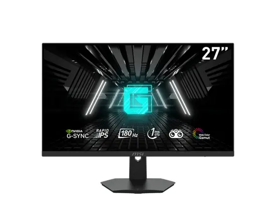 Монитор MSI G274F, 27', 180Hz, Rapid IPS, 1ms, 1920x1080 FHD, Nvidia G-sync compatible, Night Vision, Anti-Flicker, Less Blue Light, 250 nits, 1000:1, 100M:1, 2x HDMI, 1x DP, 1x Earphone out, Tilt, Console mode, Frameless, Vesa 75, Windows 11 Auto HDR sup