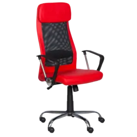 Директорски стол ВЕЛИСЛАВ- червен цвят, черен меш