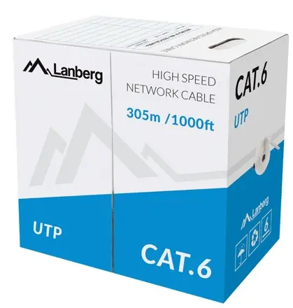 Кабел Lanberg LAN cable UTP CAT.6 305m solid CCA, grey