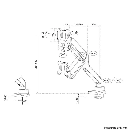 Стойка Neomounts by Newstar Next Core Desk Mount 1 screen (topfix clamp &grommet)