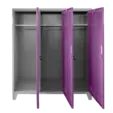 Метален гардероб детски BTL JZ с 3 отделения 150x120x40 см- лилав, отворе, празен