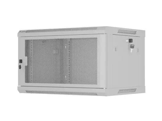 Комуникационен шкаф Lanberg rack cabinet 19' wall-mount 6U600x450 with perforated door grey (flat pack)