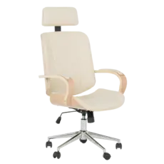 Директорски стол РАДОЙ- снимка отпред, еко кожа, дърво