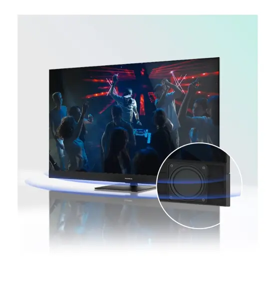 Телевизор Thomson Smart QLED Plus TV 65'; Google TV; 3840 x 2160 (4K UHD), QLED, 4000:1, 60 Hz, DVB-TT2CSS2, HDR10, Wi-Fi, Bluetooth, LAN, HDMI 2 (2.0) + 2 (2.1), USB 2 (2.0) + 1 (3.0),Built-in Front Speakers, Central Swivel Stand, Black